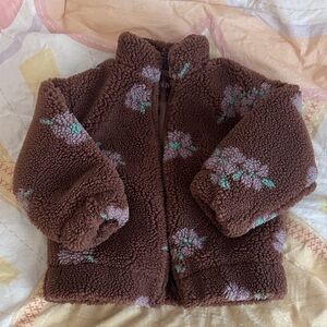 Zara Zip Brown Floral Kids Jacket